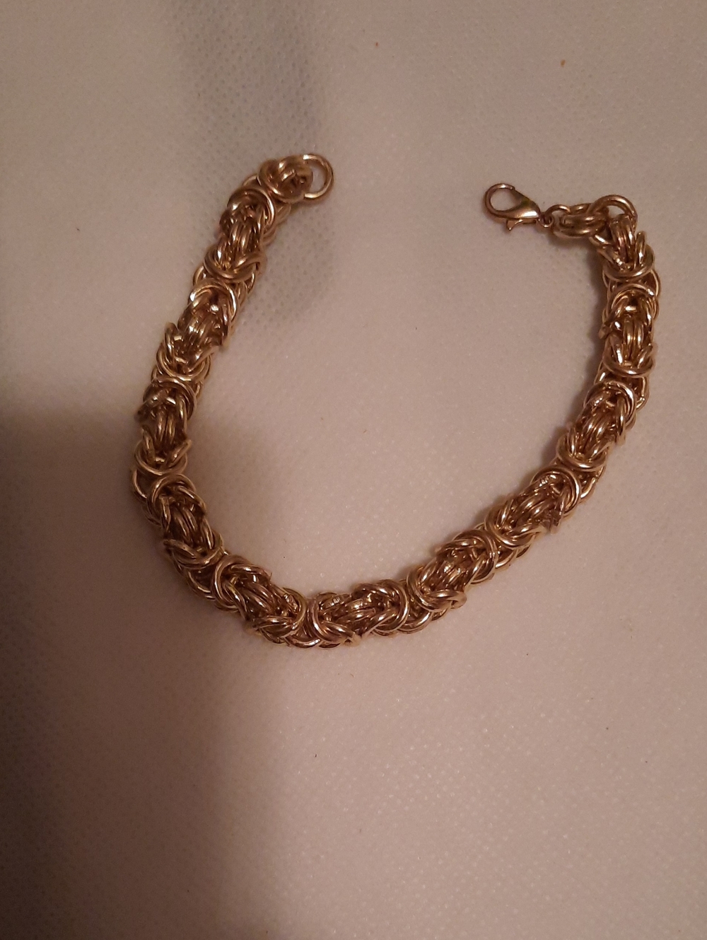 14K YELLOW GOLD OVER GENUINE STAINLESS STEEL BYZANTINE CHUNKY BRACELET 7.5"